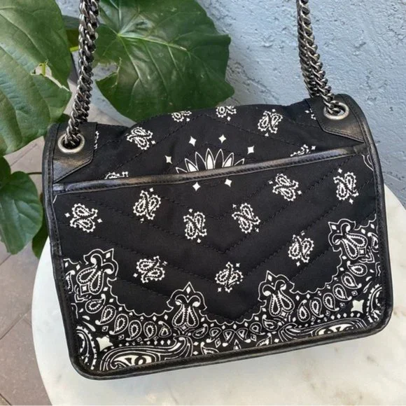 SOLD Saint Laurent YSL Medium Niki Chevron Quilted Bandana Bag - Picture 7 of 16